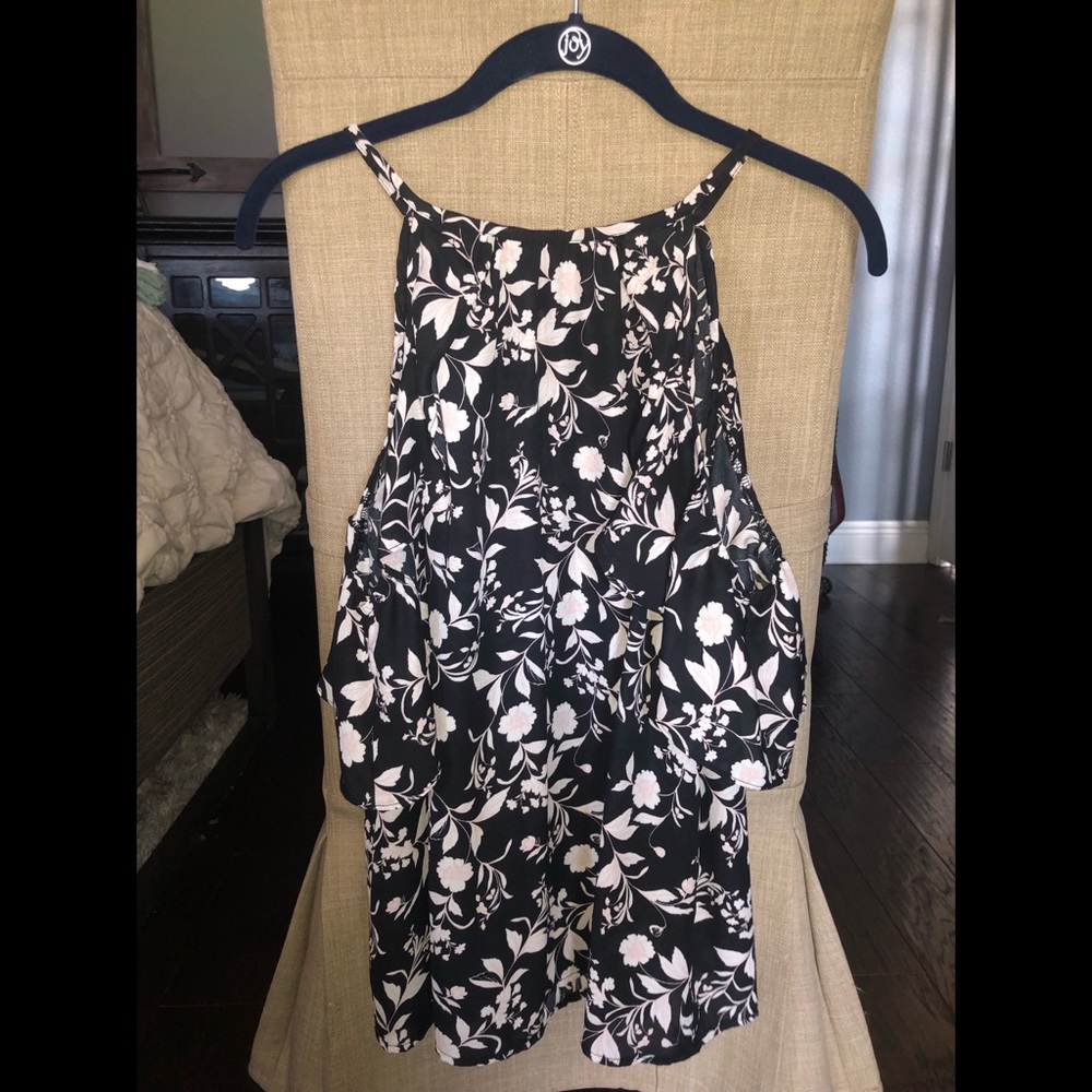 Black floral cold shoulder top